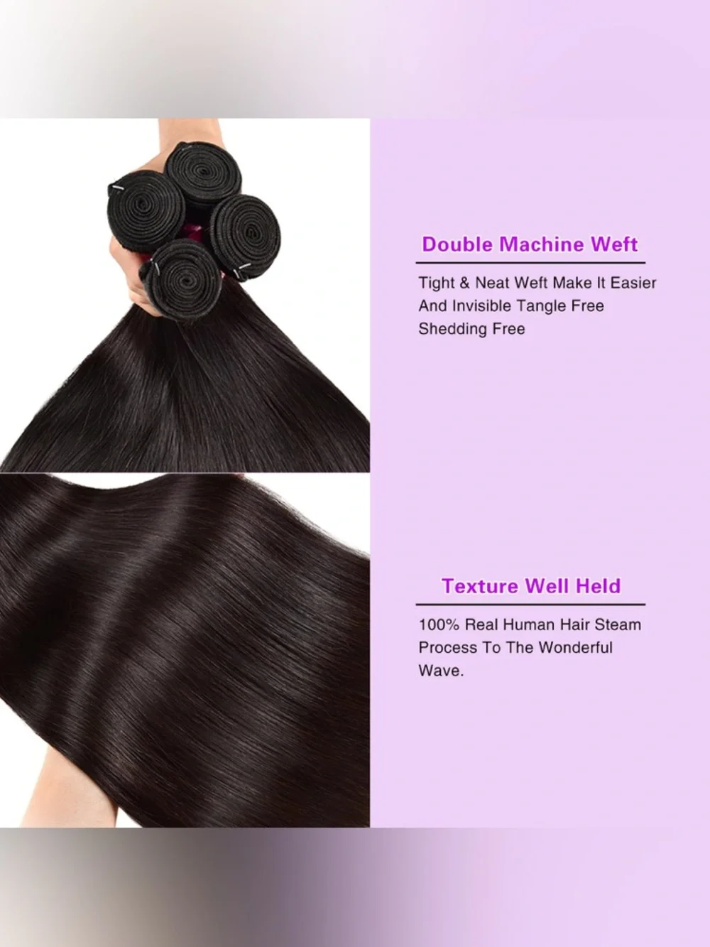 HUMAN HAIR 4 Black Straight Hair Bundles - Sleek Natural Shine